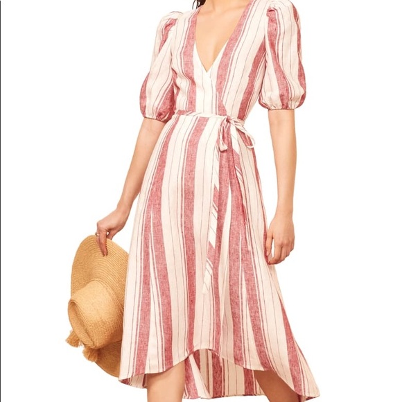 Reformation Dresses & Skirts - NWOT Reformation Waves Linen Wrap Dress